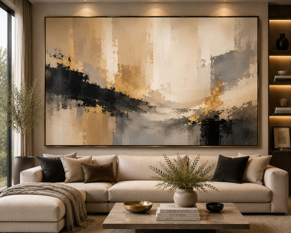 abstract framed living room wall art