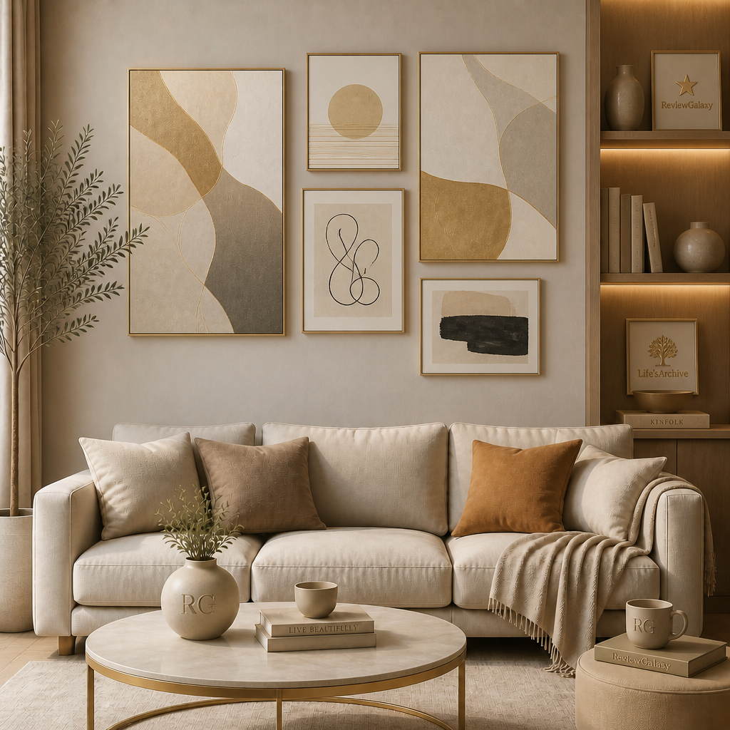 abstract living room gallery wall ideas