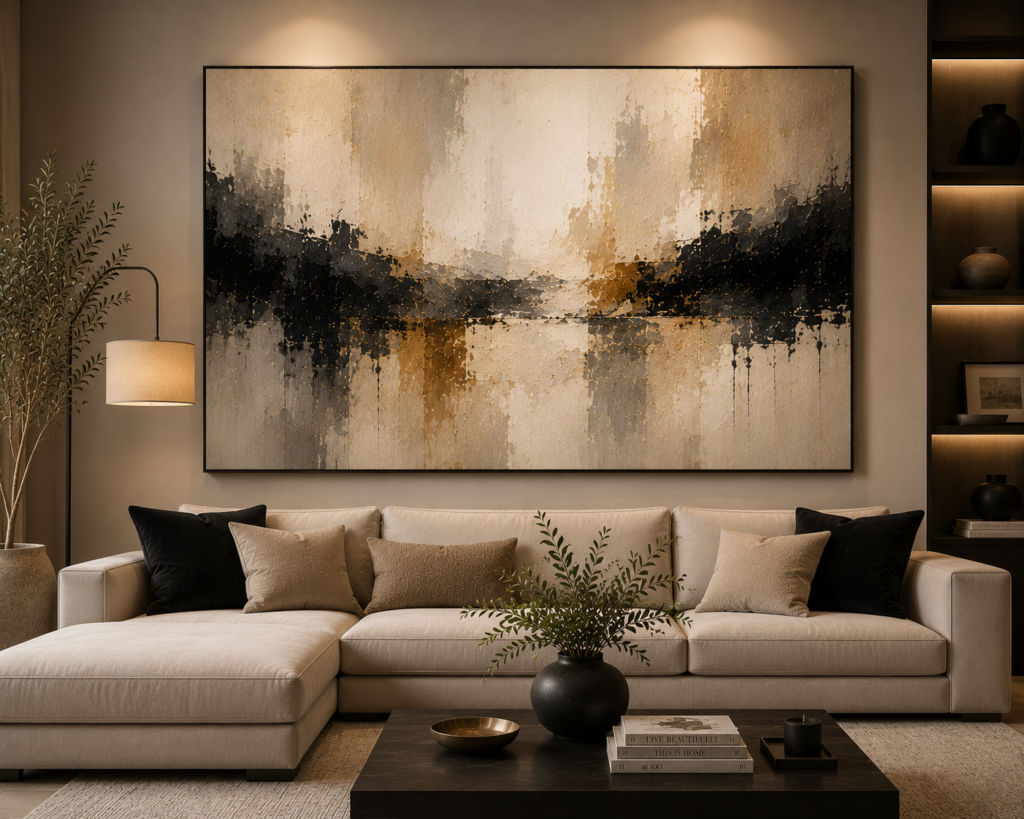 abstract wall art above sofa ideas
