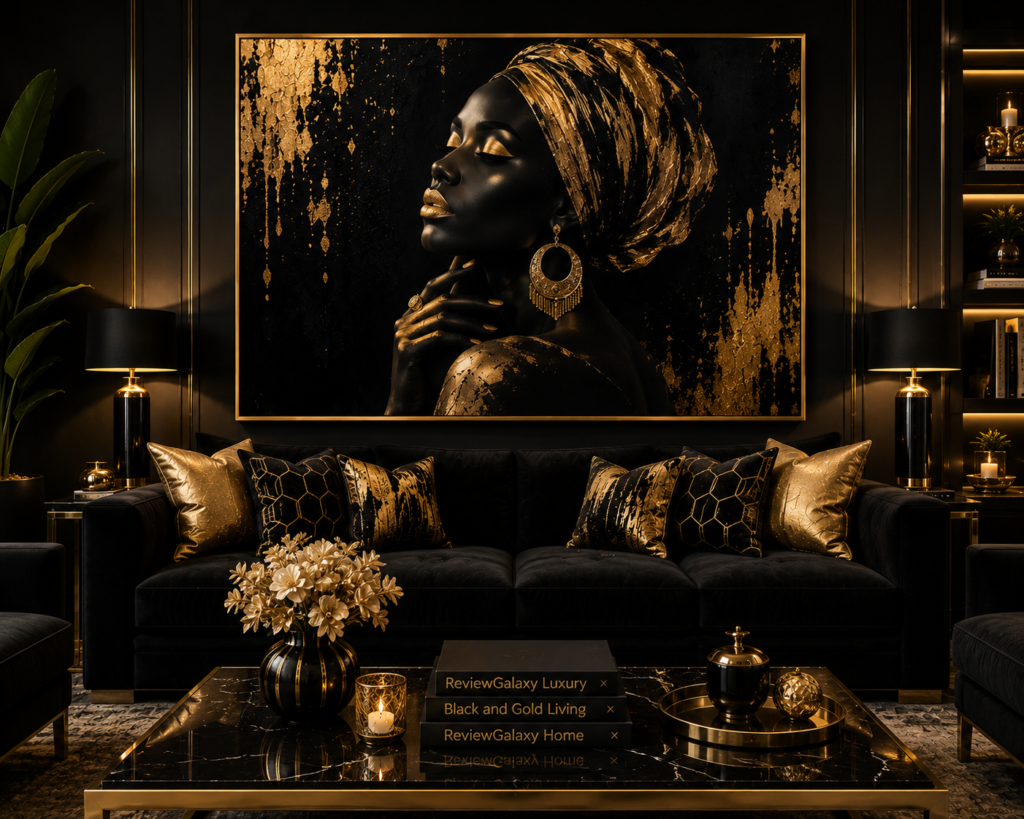 best black and gold living room wall art