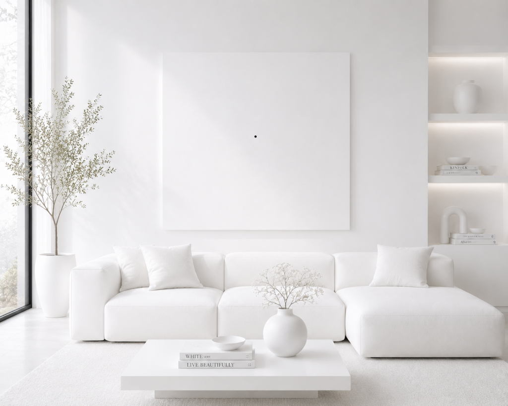 black and white minimalist living room wall art