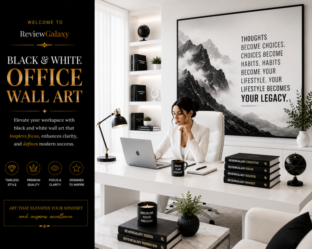 black and white office wall art