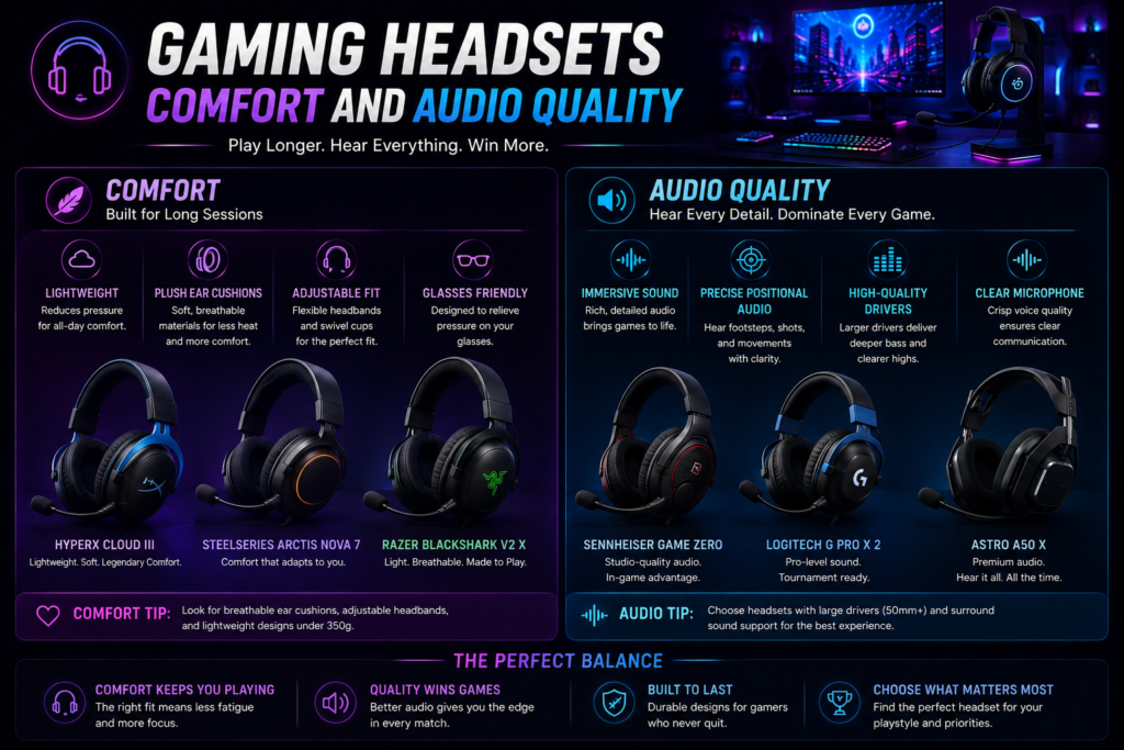 Gaming Headsets comfort and audio quality