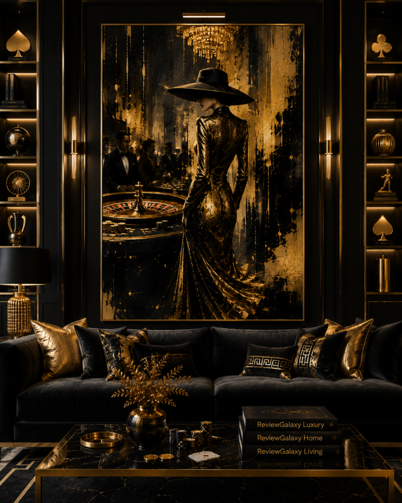 contemporary black and gold living room wall art