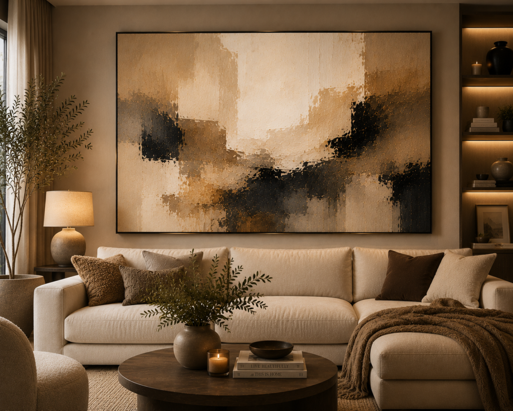 cozy abstract living room wall art