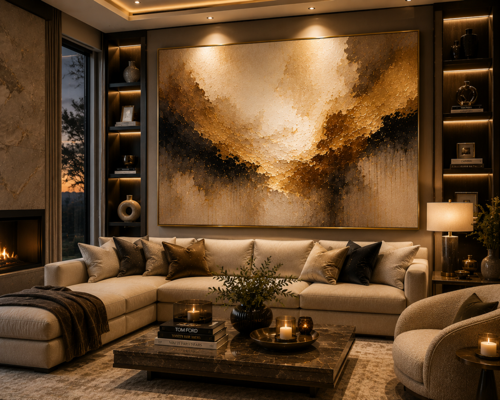 cozy luxury living room wall art