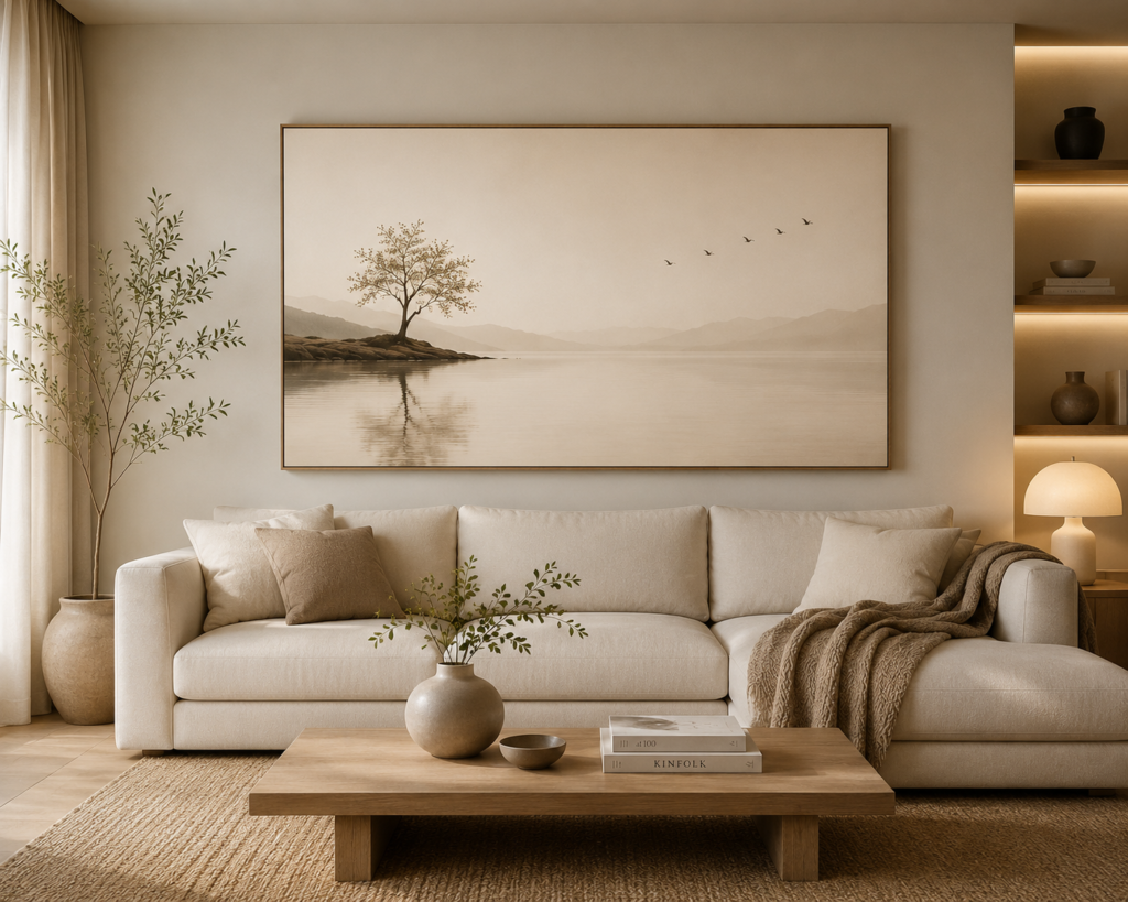 cozy minimalist living room wall art