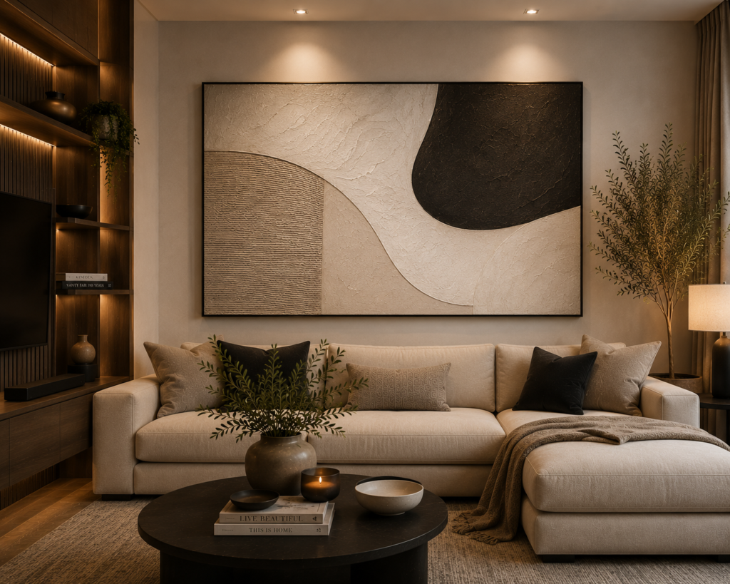 cozy modern living room wall art
