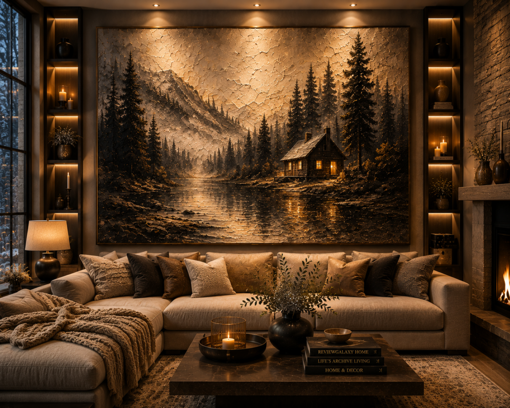 cozy statement living room wall art