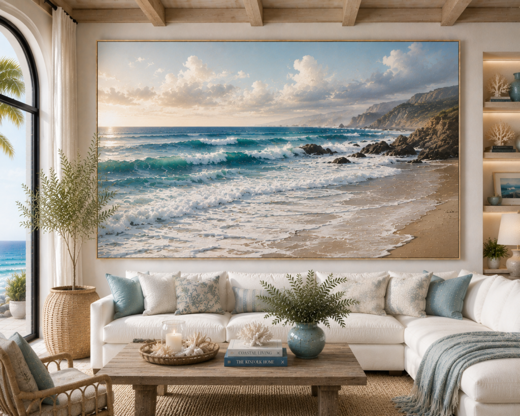 large ocean and coastal living room wall art