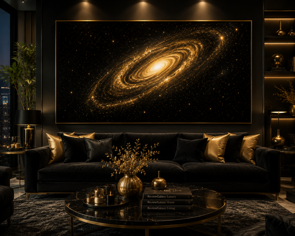 luxury apartment black and gold living room wall art