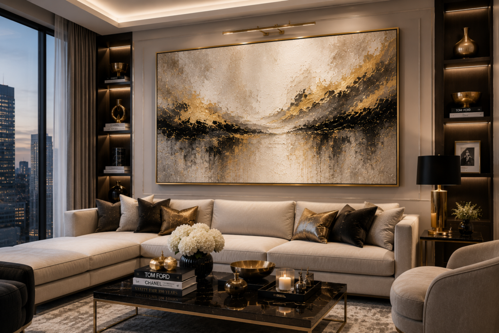 luxury apartment living room wall art