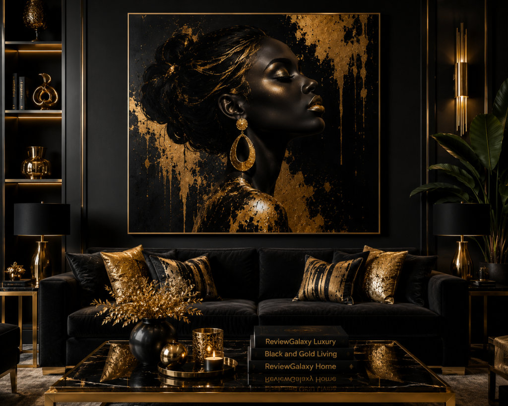 luxury black and gold living room wall art