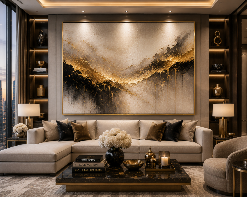 luxury hotel style living room wall art