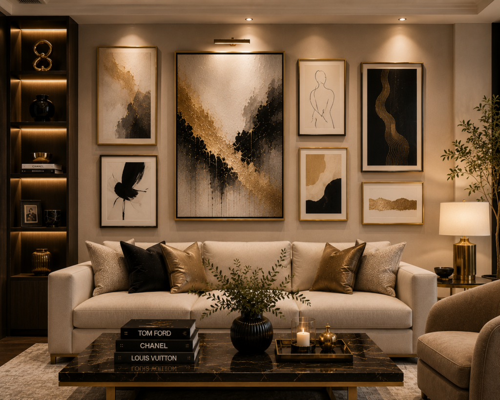luxury living room gallery wall ideas