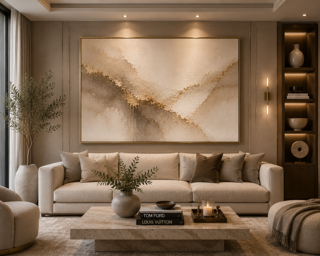 luxury neutral canvas wall art