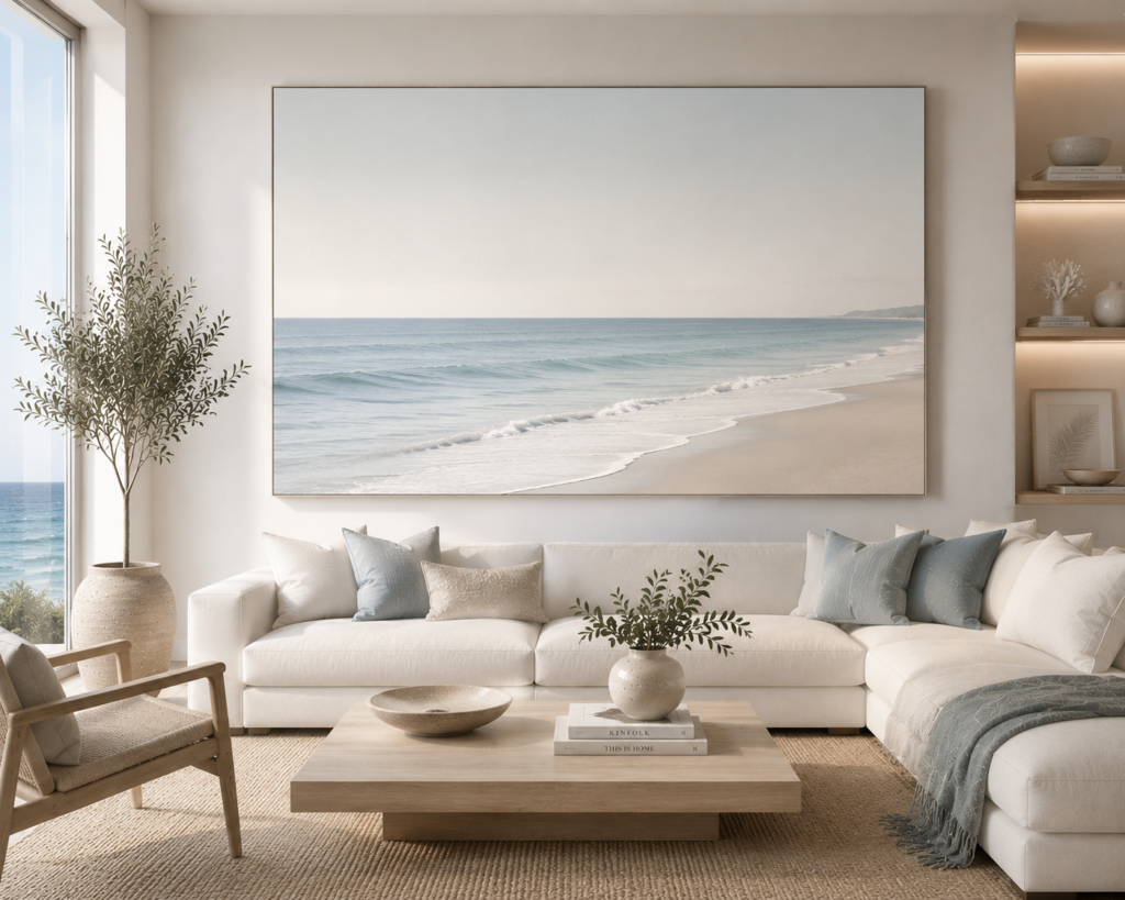 minimalist ocean and coastal living room wall art