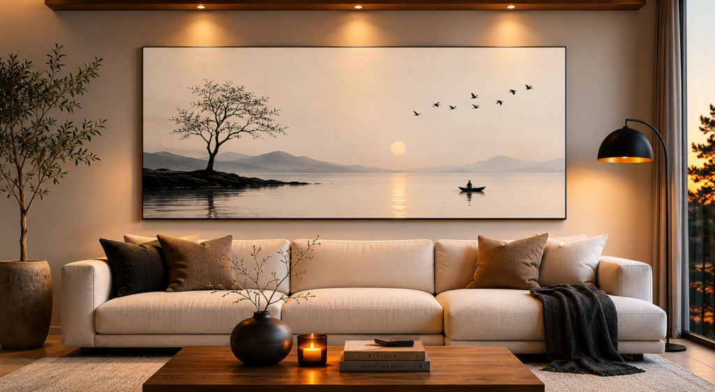 minimalist wall art above sofa ideas