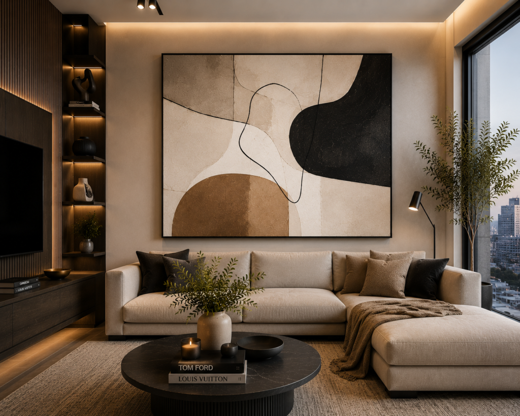 modern apartment living room wall art