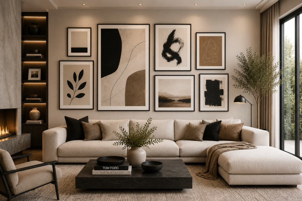 modern living room gallery wall ideas