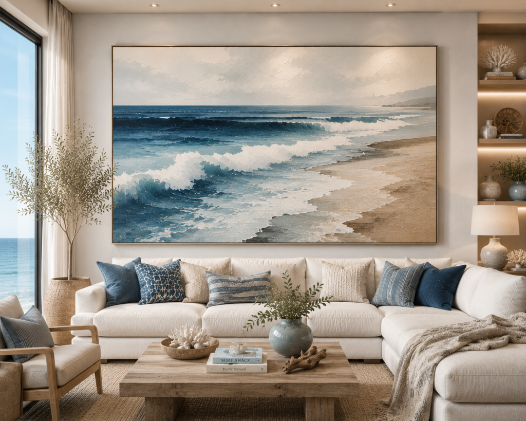modern ocean and coastal living room wall art