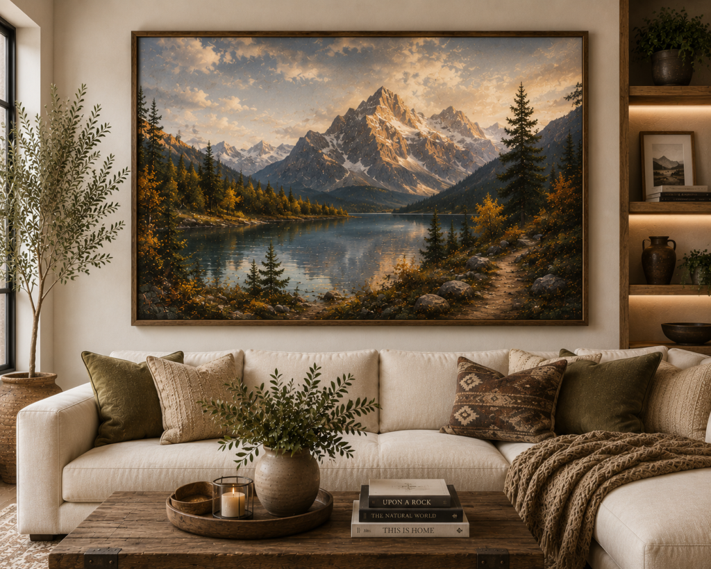 mountain and landscape living room wall art