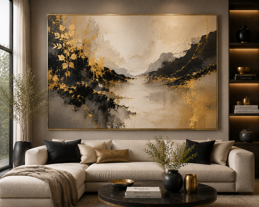 nature inspired abstract living room wall art