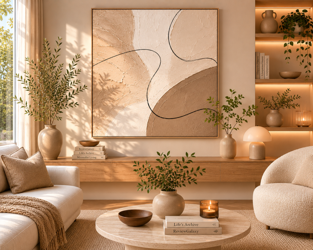 neutral canvas minimalist living room wall art