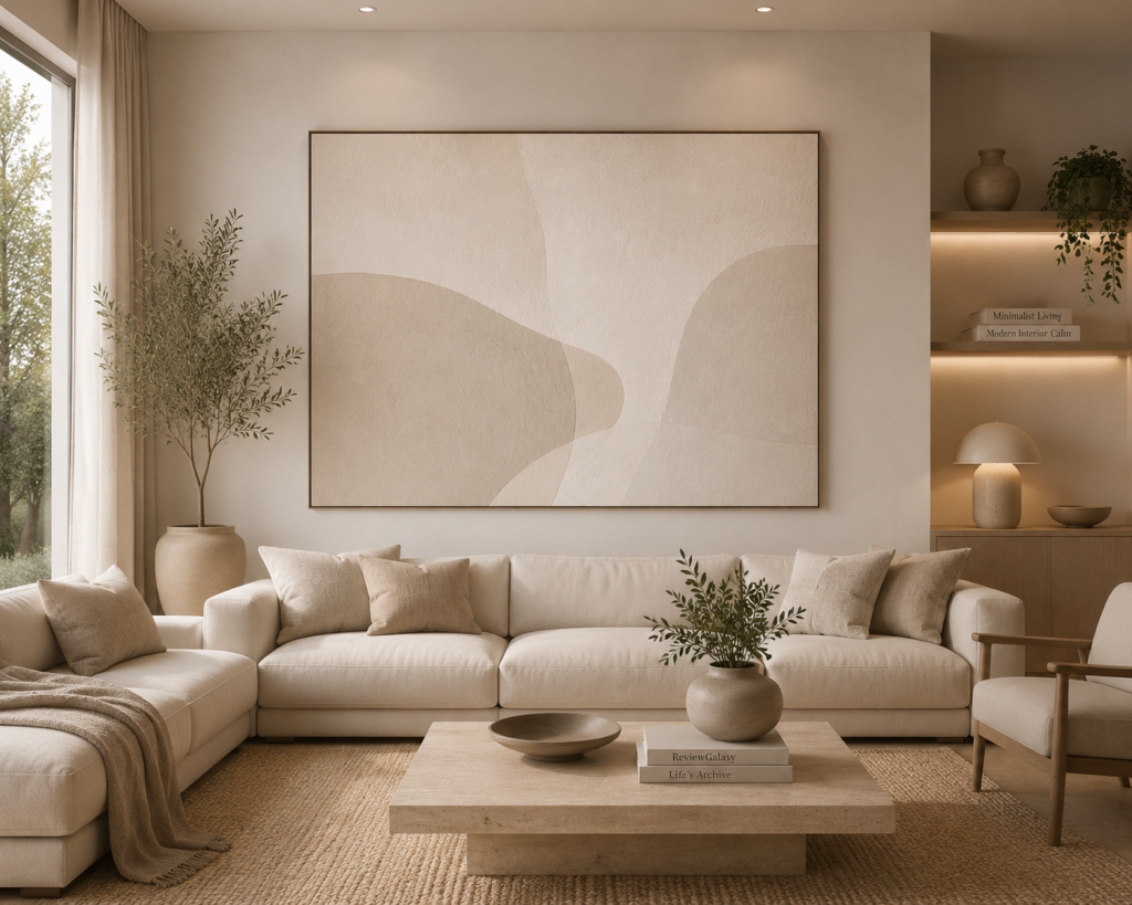 neutral minimalist living room wall art