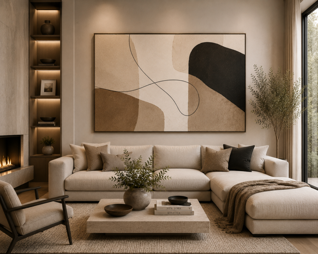 neutral modern living room wall art