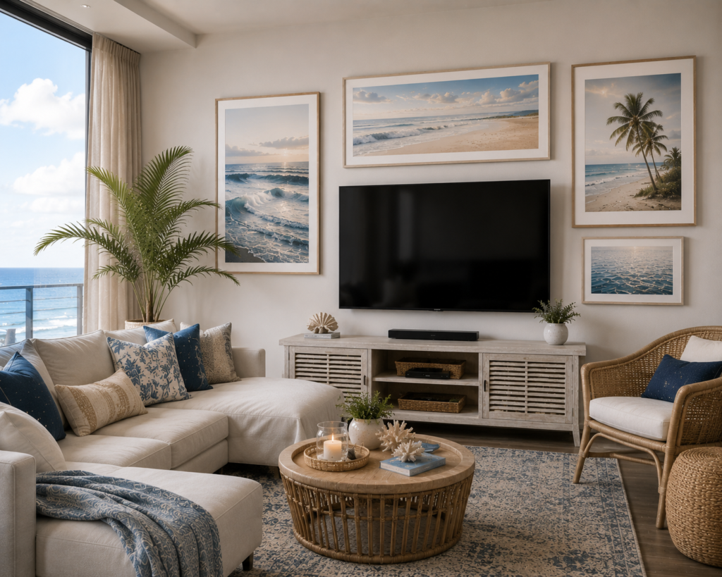 ocean and coastal apartment living room wall art