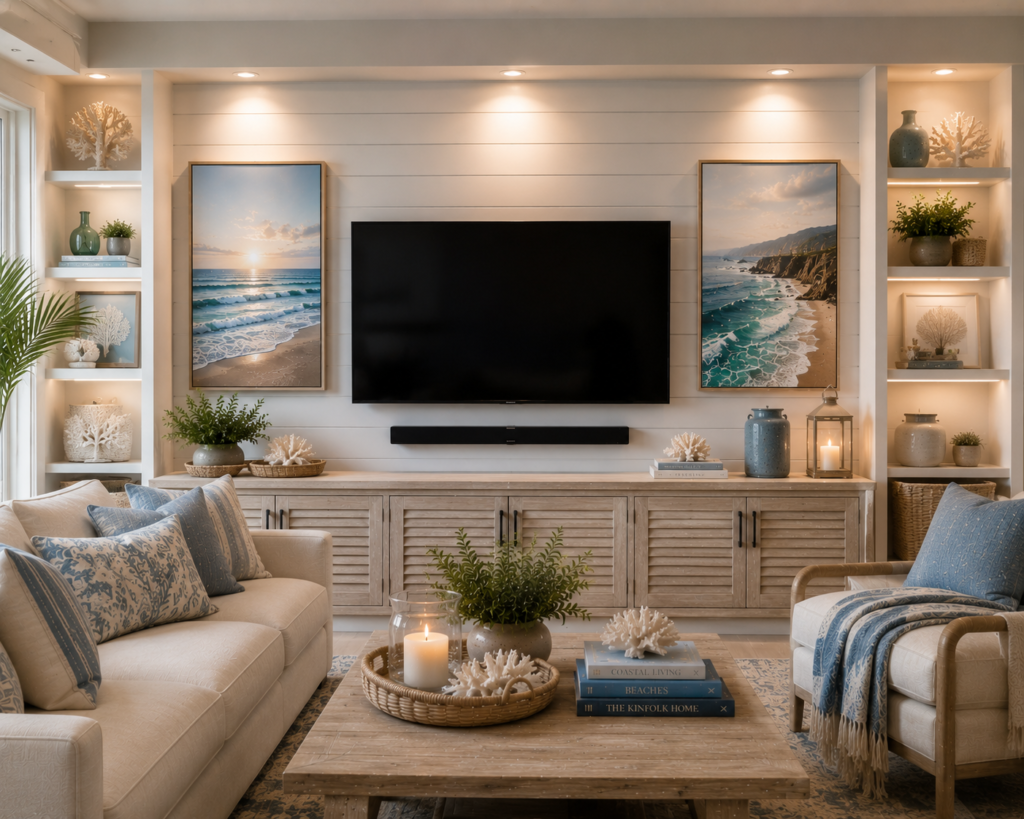ocean and coastal tv wall art for living rooms