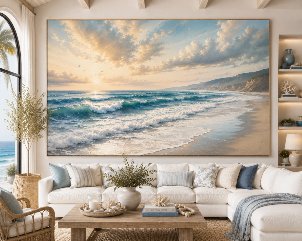 oversized ocean and coastal living room wall art