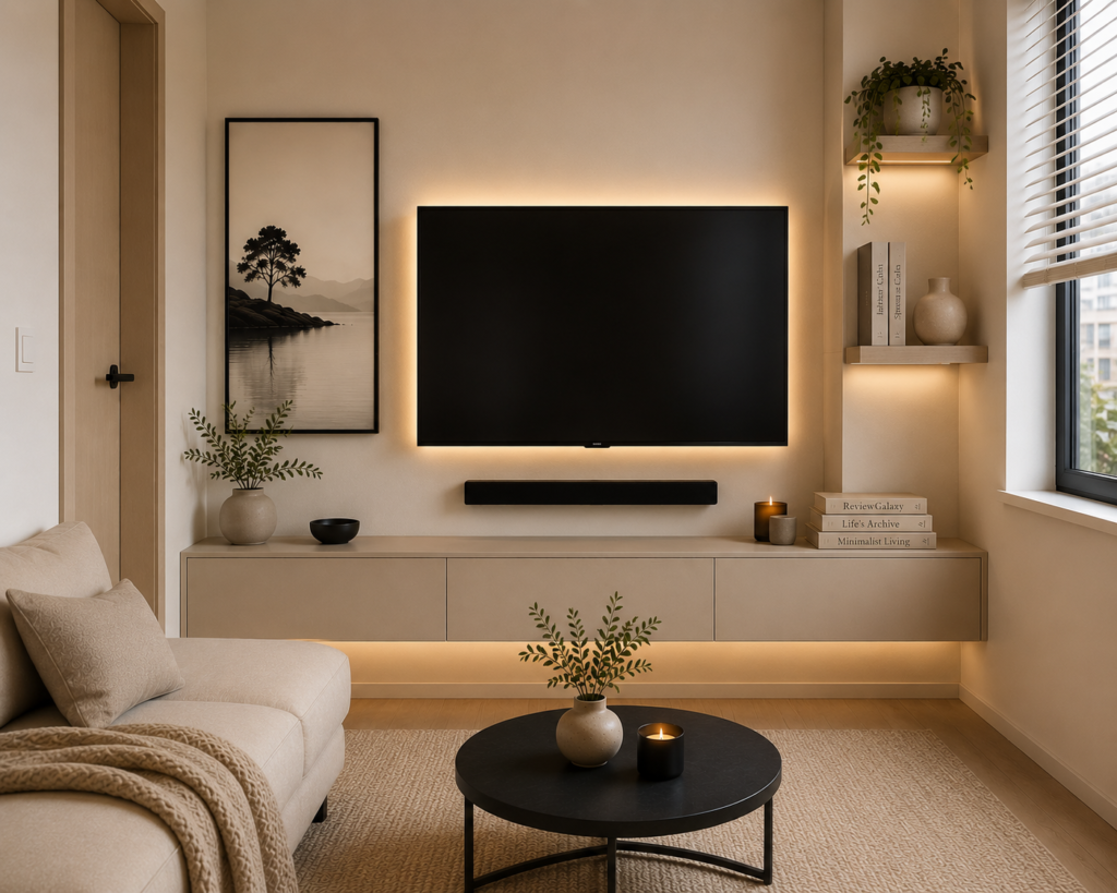 small space minimalist living room wall art