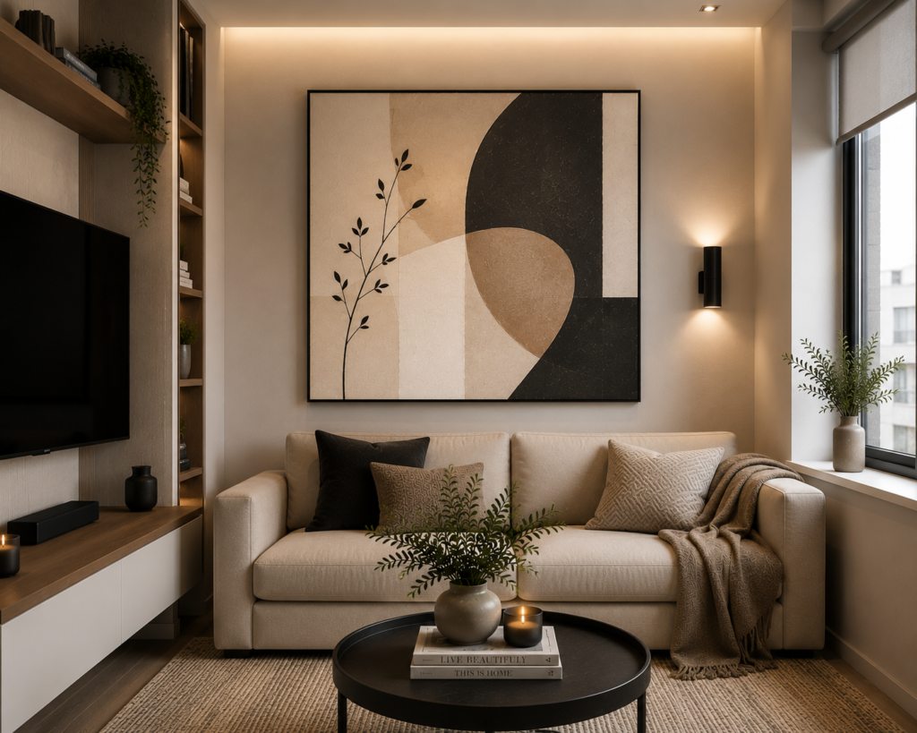 small space modern living room wall art