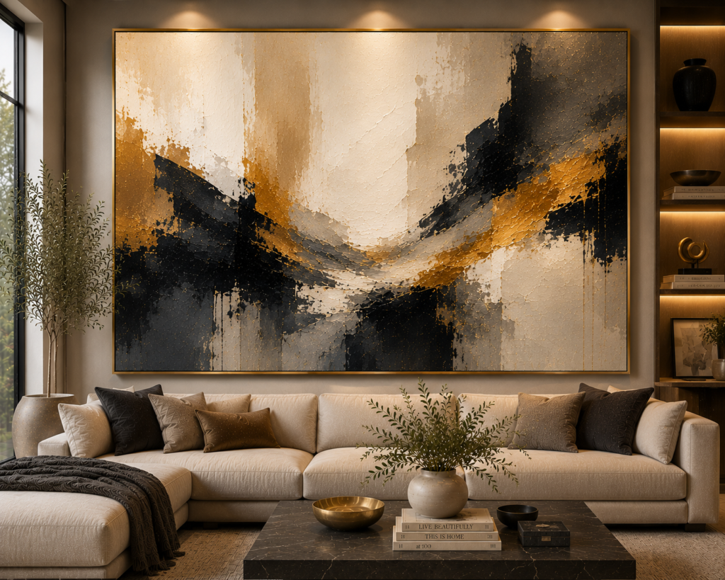 statement abstract living room wall art