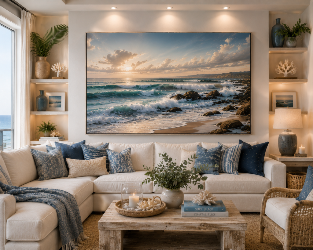 statement ocean and coastal living room wall art