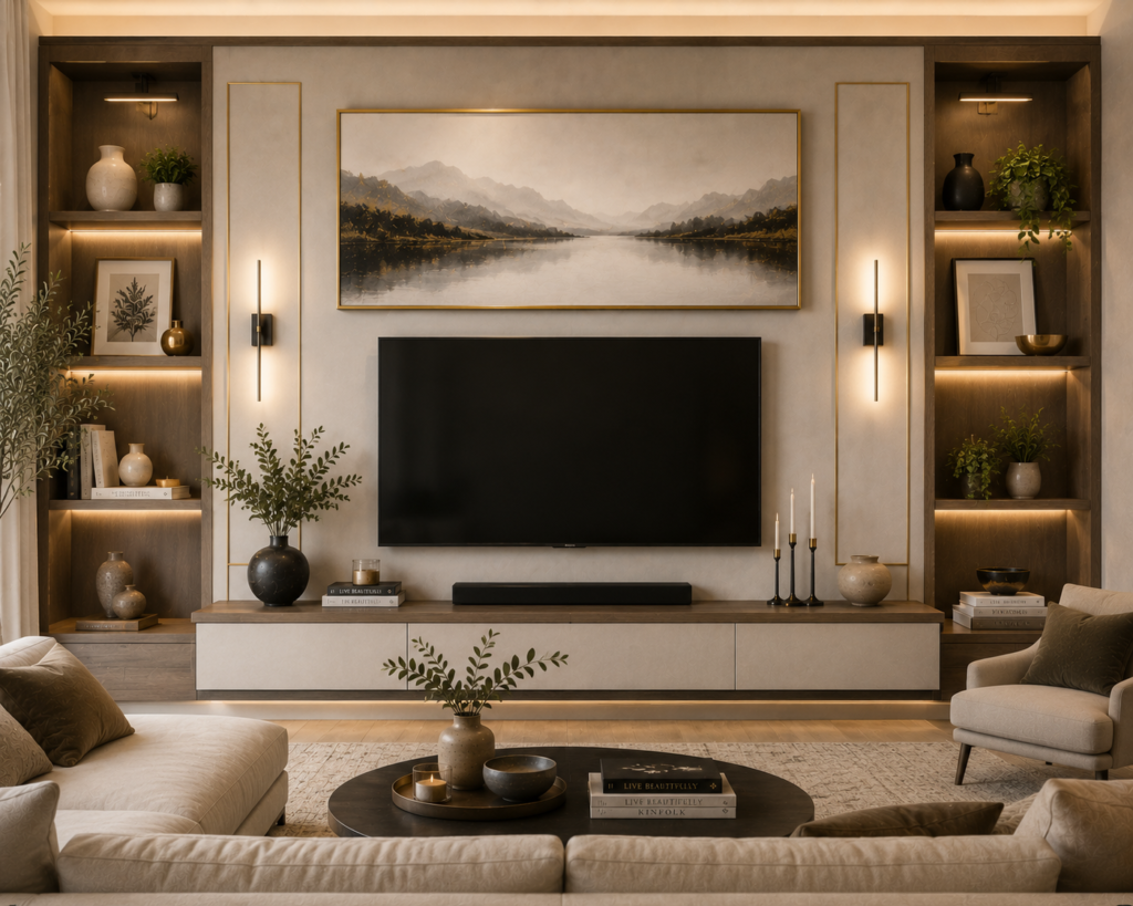 tv wall living room art