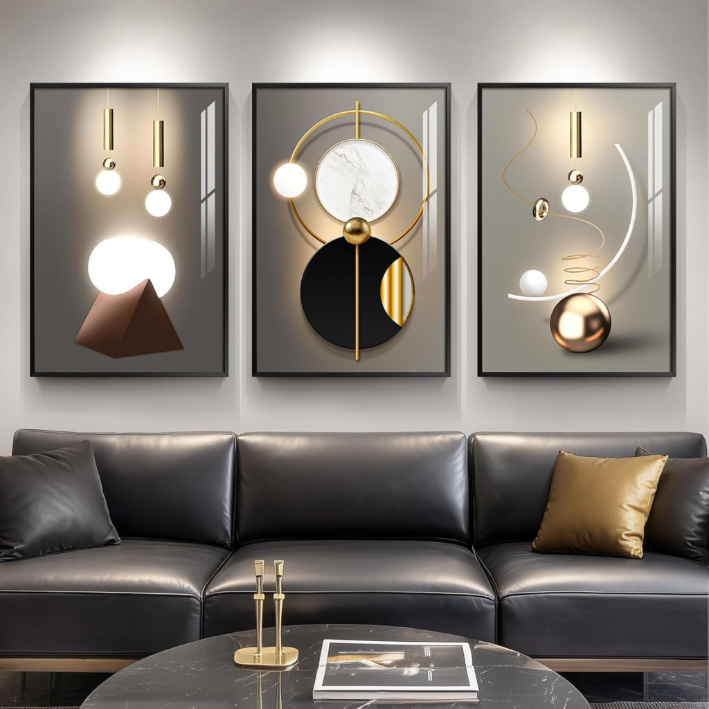Gold Accent Luxury Living Room Wall Art image