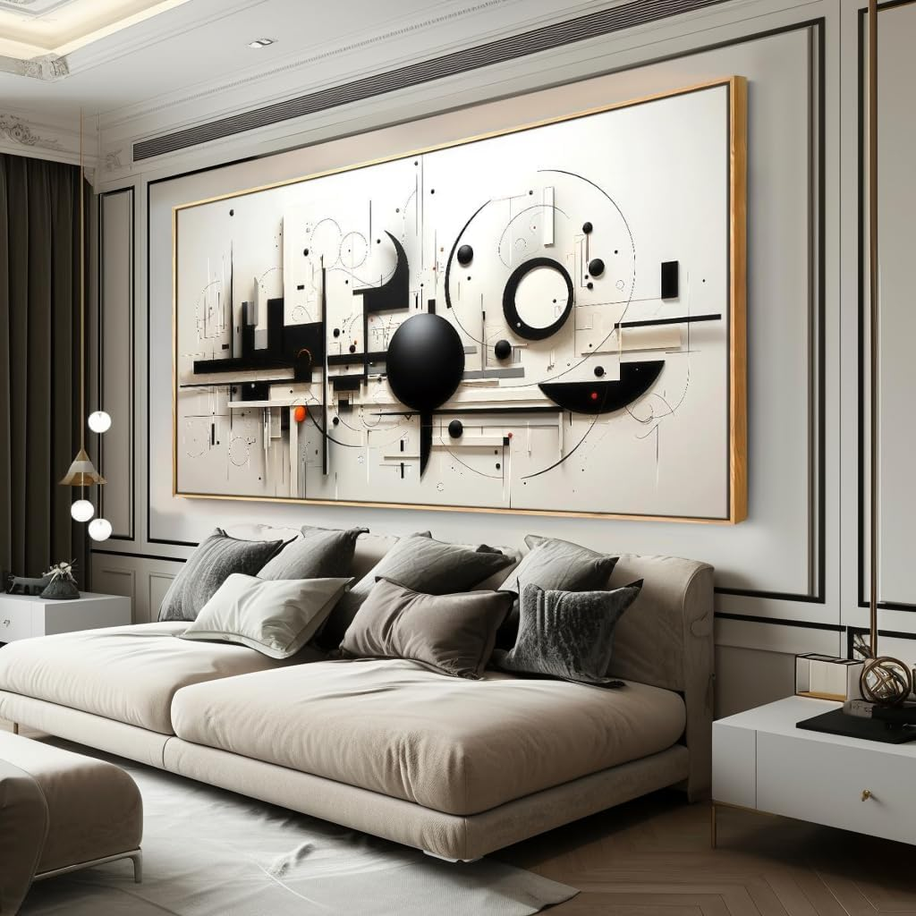 Black and White Modern Living Room Wall Art image