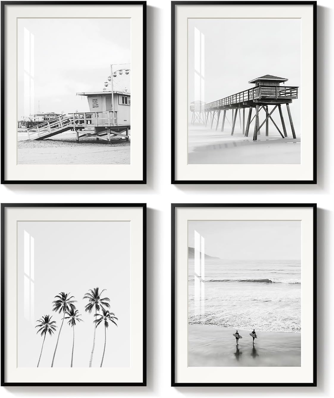 Black and White Ocean and Coastal Living Room Wall Art