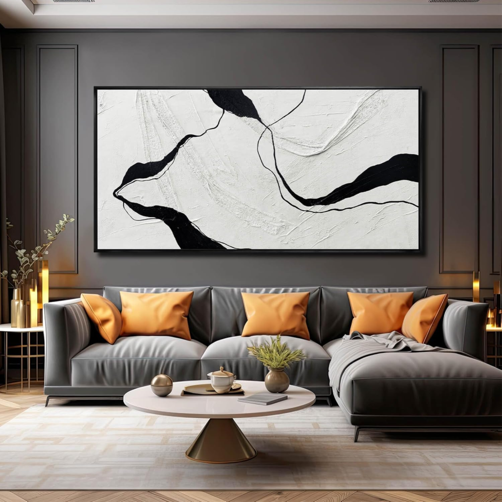 Black and White Large Statement Living Room Wall Art image