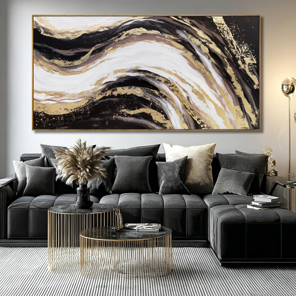 Large Black and Gold Living Room Wall Art image