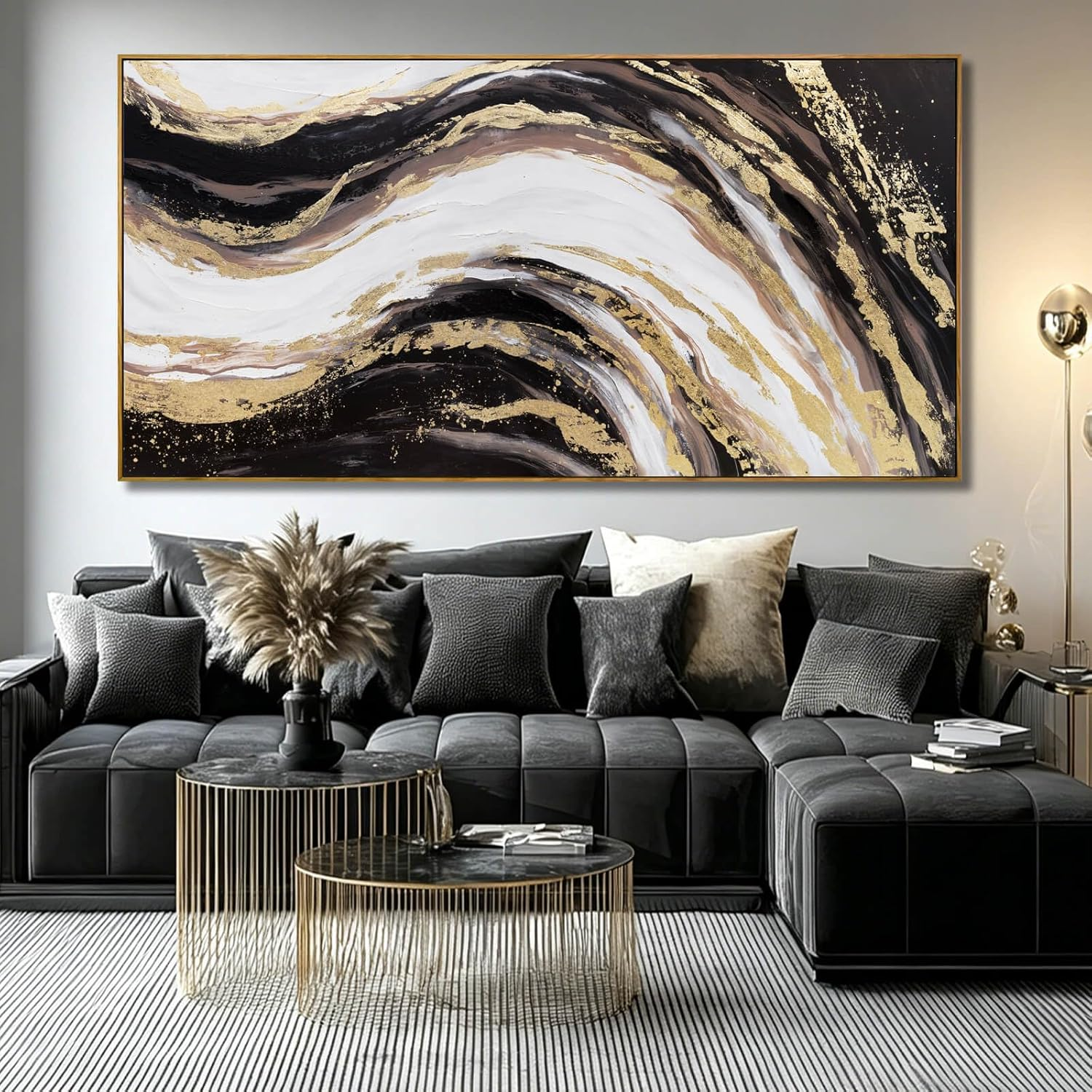 Large Black and Gold Living Room Wall Art