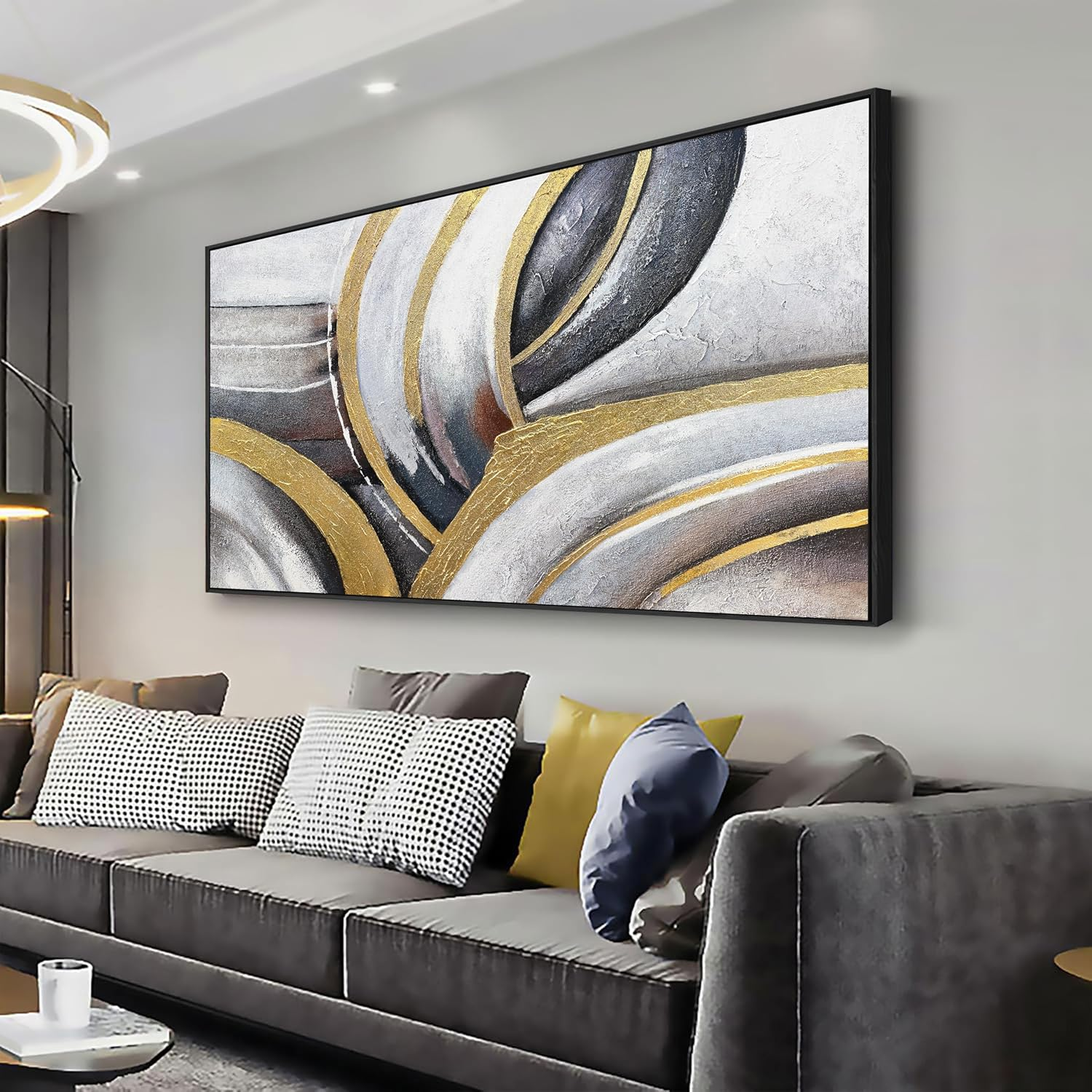 Oversized Black and Gold Living Room Wall Art