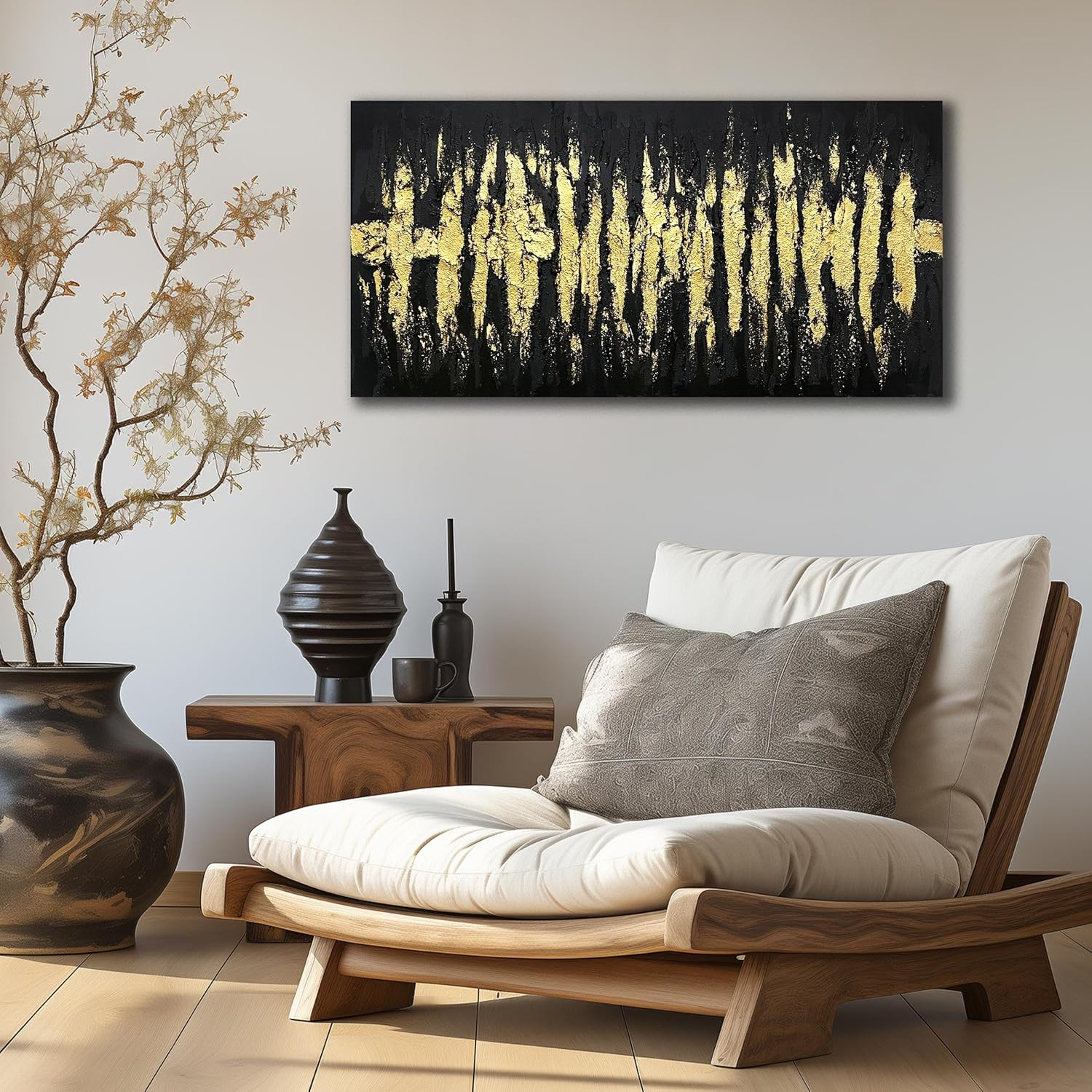 Black and Gold Canvas Living Room Wall Art