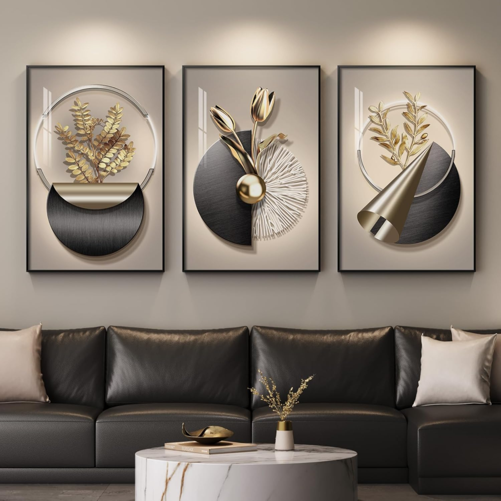 Black and Gold Framed Living Room Wall Art image