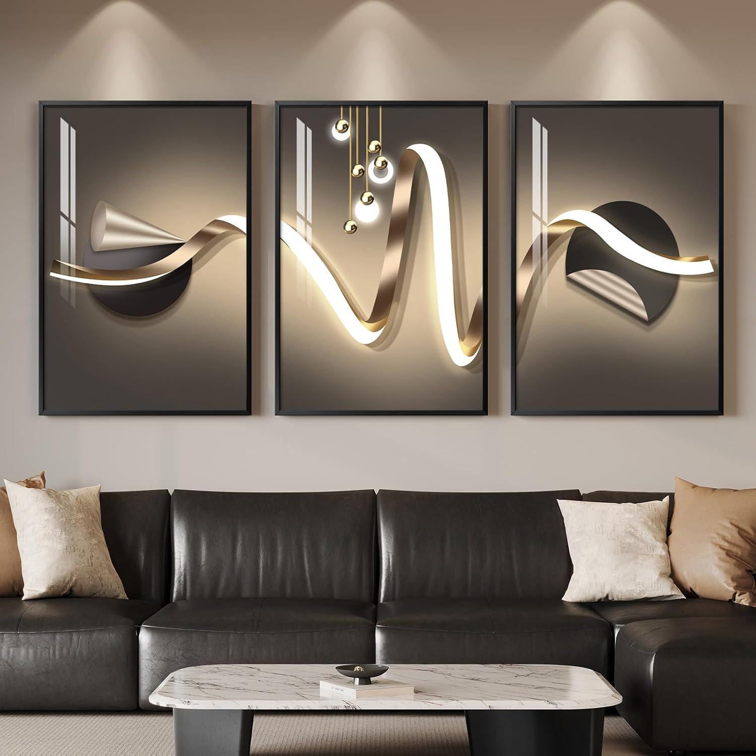 Luxury Apartment Black and Gold Living Room Wall Art