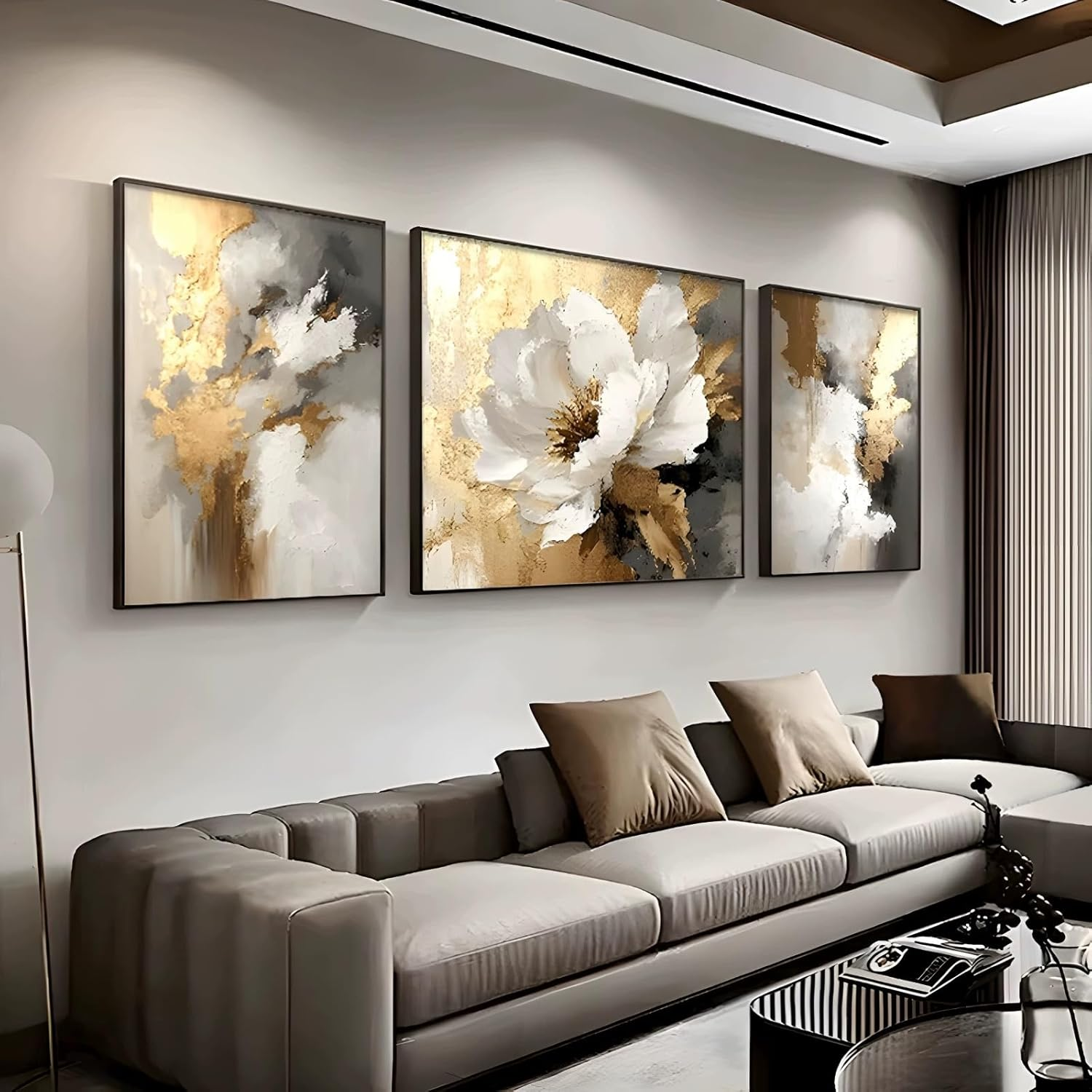 Statement Black and Gold Living Room Wall Art