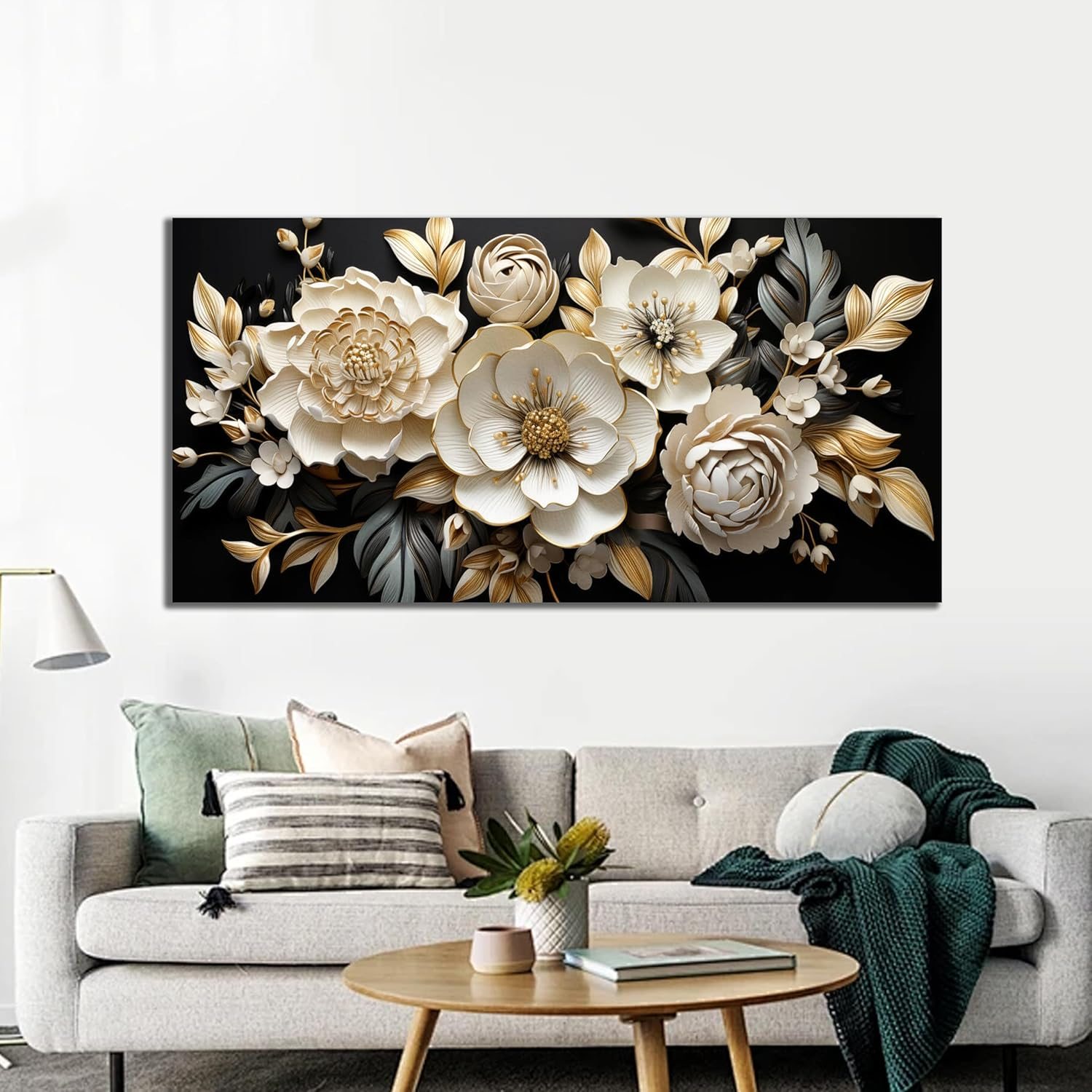 Glam Black and Gold Living Room Wall Art